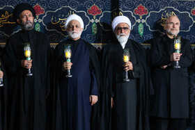 محمد باقر قالیباف، رئیس مجلس شورای اسلامی، آیت الله احمد مروی، تولیت آستان قدس رضوی و حجت الاسلام غلامحسین محسنی اژه‌ای، رئیس قوه‌قضاییه در مراسم خطبه خوانی شب شهادت امام رضا (ع)