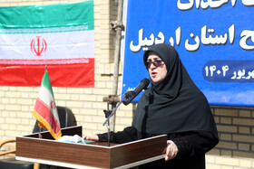 سخنرانی فاطمه مهاجرانی سخنگوی دولت در آئین شروع عملیات 376 باب کلاس در استان اردبیل