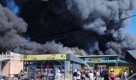 آتش‌سوزی گسترده در بازاری در روسیه