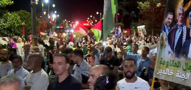 تظاهرات مراکشیها و تونسیها با تاکید بر توقف جنگ غزه