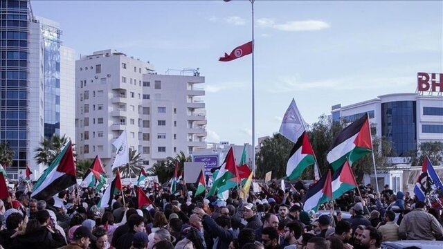 تظاهرات مراکشیها و تونسیها با تاکید بر توقف جنگ غزه