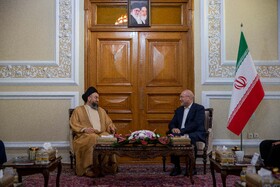 دیدار سیدعمار حکیم، رئیس جریان حکمت ملی عراق با محمدباقی قالیباف، رئیس مجلس شورای اسلامی
