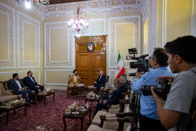 دیدار سیدعمار حکیم، رئیس جریان حکمت ملی عراق با محمدباقی قالیباف، رئیس مجلس شورای اسلامی