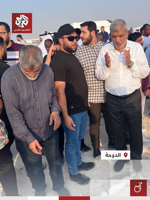 شرکت رهبران حماس در مراسم تشییع شهدای تجاوز رژیم صهیونیستی در قطر