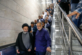 تست گرم بخش پایانی خط ۷ مترو و افتتاح ورودی دوم ایستگاه آهنگ با حضور علیرضا زاکانی، شهردار تهران