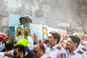 مراسم تشییع پیکر آتش‌نشان فداکار «شهید رضا فخریان»