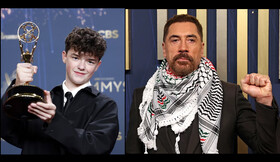 خاویر باردم با چفیه در مراسم جوایز امی/ درخشش «نوجوانی» و حمایت از فلسطین