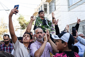 مراسم استقبال از احمد جوان؛ نایب قهرمان کشتی جهان
