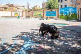 رنگ آمیزی مدرسه در آستانه ماه مهر