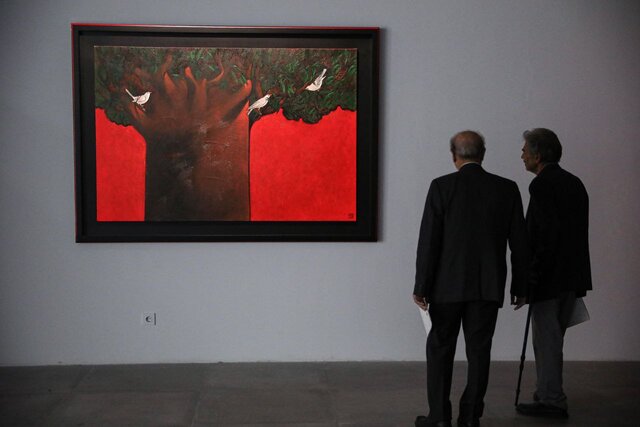 داریوش ارجمند و محمدرضا شریفینیا در نمایشگاه مشترک ۳ هنرمند