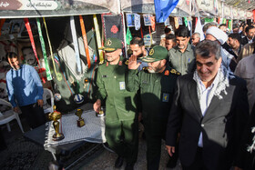 بازدید سردار معروفی، معاون هماهنگ‌کننده سازمان بسیج مستضعفین از نمایشگاه اقتدار ایران در مراسم افتتاحیه دومین کنگره ملی بزرگداشت سه هزار شهید استان سمنان