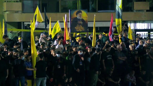تجمع مردم لبنان در مکان شهادت سید حسن نصرالله