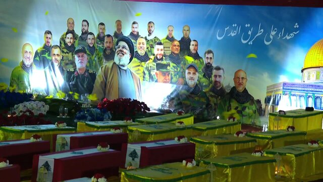 تجمع مردم لبنان در مکان شهادت سید حسن نصرالله