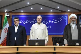 حضور محمدباقر قالیباف، رئیس مجلس شورای اسلامی در نشست شورای برنامه ریزی و توسعه استان سمنان و فعالان اقتصادی