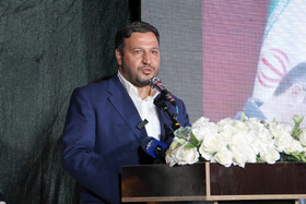 سخنرانی محمد رشیدی نماینده مردم کرمانشاه در مجلس شورای اسلامی در عملیات ریل‌گذاری راه‌آهن کرمانشاه - خسروی