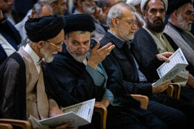 علی لاریجانی دبیر شورای عالی امنیت ملی در مراسم ختم همسر آیت‌الله سیستانی