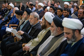 علی لاریجانی دبیر شورای عالی امنیت ملی در مراسم ختم همسر آیت‌الله سیستانی