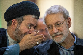 علی لاریجانی دبیر شورای عالی امنیت ملی در مراسم ختم همسر آیت‌الله سیستانی