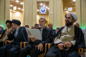 علی لاریجانی دبیر شورای عالی امنیت ملی در مراسم ختم همسر آیت‌الله سیستانی