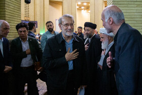 علی لاریجانی دبیر شورای عالی امنیت ملی در مراسم ختم همسر آیت‌الله سیستانی