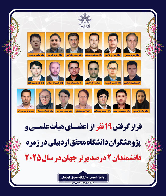 قرارگیری ۱۹ نفر از پژوهشگران دانشگاه محقق اردبیلی در جمع پژوهشگران پراستناد ۲ درصد برتر جهان