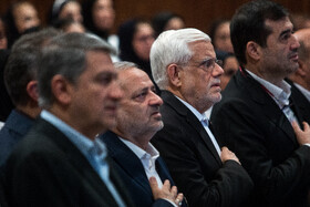 محمدرضا عارف، معاون اول رئیس جمهور،  احمد دنیامالی، وزیر ورزش و علیرضا کاظمی، وزیر آموزش و پرورش در آیین تجلیل از مدال آوران ورزشی دانش آموزی