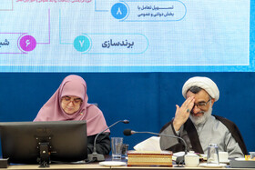 عبدالحسین خسروپناه دبیر شورای عالی انقلاب فرهنگی و فاطمه مهاجرانی، سخنگوی دولت در جشن ملی همدلی اهدای ۳۵۰۰ سری جهیزیه و رونمایی از مرکز رصد و کنترل عملیات اورژانس اجتماعی