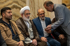 سید محمد حسینی، عضو هیئت علمی دانشکده الهیات دانشگاه تهران و محمدجعفر منتظری، رئیس دیوان عالی کشور در مراسم بزرگداشت سردار علیرضا افشار