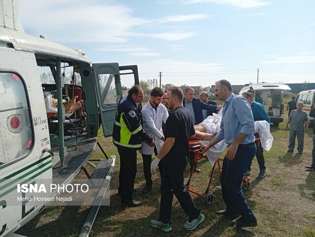 انتقال فوری ۲ مصدوم حادثه انفجار هتل اسپیناس آستارا به رشت با بالگرد