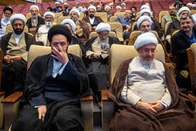 آیت الله محسن اراکی و حجت الاسلام سید علی خمینی در کنگره بین المللی میرزای نائینی - قم