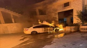 آتش زدن خودروهای فلسطینان توسط شهرک‌نشینان در کرانه باختری