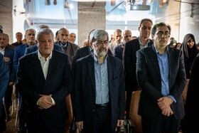 سیدعلیرضا بهشتی، دبیرکل جمعیت توحید و تعاون و محسن هاشمی رفسنجانی در نشست ویژه نودوهفتمین سالگرد تولد شهید آیت‌الله دکتر بهشتی