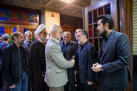 مصطفی معین در مراسم ترحیم سیدمحمد تاج‌زاده