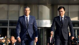 شلیک توپخانه‌ای پیونگ‌یانگ دقایقی پیش از حضور وزیر جنگ آمریکا در مرز دو کره