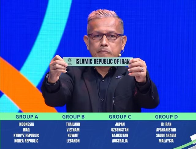 هم‌گروهی ایران با  افغانستان، عربستان و مالزی در جام‌ملت‌های فوتسال آسیا