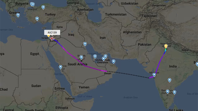 پروازهای هند به فلسطین اشغالی از عربستان می‌گذرند؟