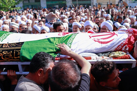 مراسم تشییع پیکر صابر کاظمی در شهرستان آق‌قلا استان گلستان