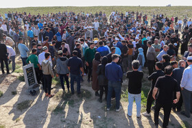 مراسم تشییع پیکر صابر کاظمی در شهرستان آق‌قلا استان گلستان