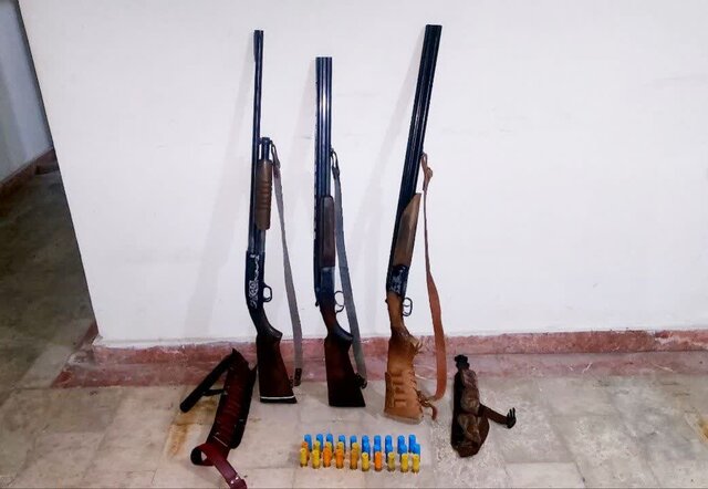 شکارچیان در دام محیط بانان اردبیل/۸ قبضه اسلحه شکاری ضبط شد