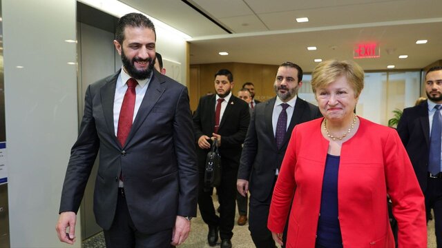 دیدار الجولانی با مدیر صندوق بین‌المللی پول در واشنگتن