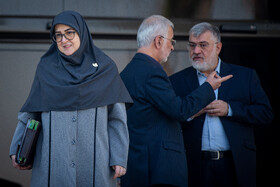 از راست محمد صادق معتمدیان، استاندار تهران، اسکندر مؤمنی، وزیر کشور و فاطمه مهاجرانی، سخنگوی دولت در حاشیه جلسه هیات دولت - ۲۸ آبان