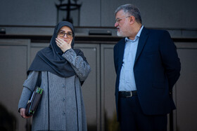 محمد صادق معتمدیان، استاندار تهران و فاطمه مهاجرانی، سخنگوی دولت در حاشیه جلسه هیات دولت - ۲۸ آبان