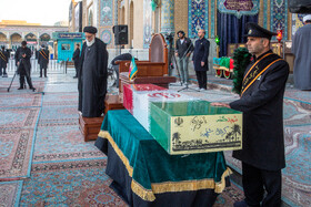 بدرقه شهید گمنام در حاشیه نماز طلب باران در مسجد مقدس جمکران