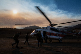 عملیات مهار آتش‌سوزی مناطق کوهستانی روستاهای دلیر و الیت