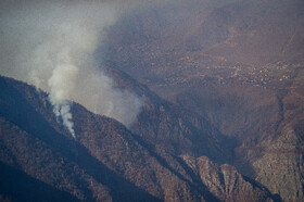 عملیات مهار آتش‌سوزی مناطق کوهستانی روستاهای دلیر و الیت