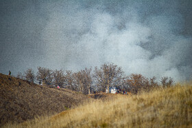 عملیات مهار آتش‌سوزی مناطق کوهستانی روستاهای دلیر و الیت