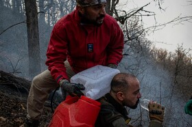 عملیات مهار آتش‌سوزی مناطق کوهستانی روستاهای دلیر و الیت