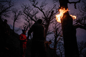 عملیات مهار آتش‌سوزی مناطق کوهستانی روستاهای دلیر و الیت