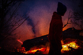 عملیات مهار آتش‌سوزی مناطق کوهستانی روستاهای دلیر و الیت