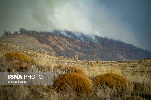 تحقیقات برای روشن شدن علت آتش‌سوزی جنگل‌های الیت ادامه دارد/ پرتاب آب با هواپیمای ایلوشن اثرگذاری لازم را ندارد